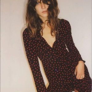 Realisation Par The Alexandra Dress in Black and Red Polka Dot, sz XL